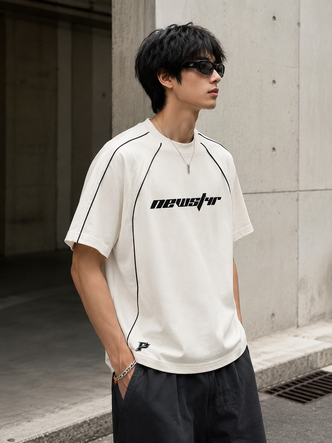 Parallel Newstar Contrast Athletic Tee – Off White