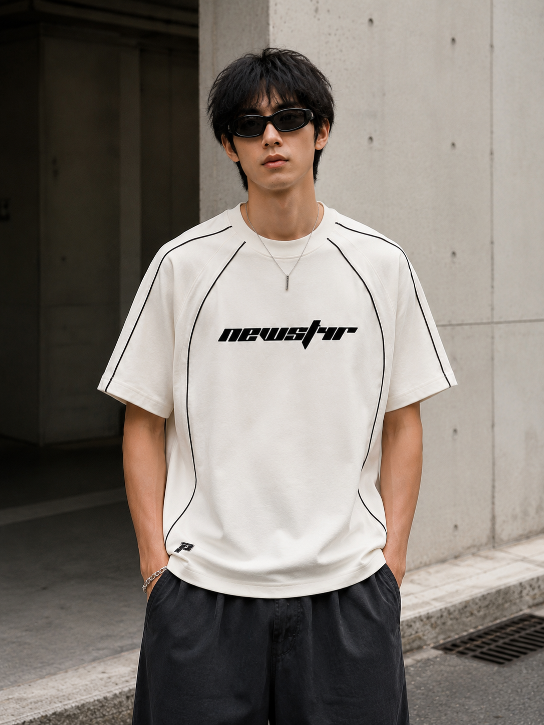 Parallel Newstar Contrast Athletic Tee – Off White