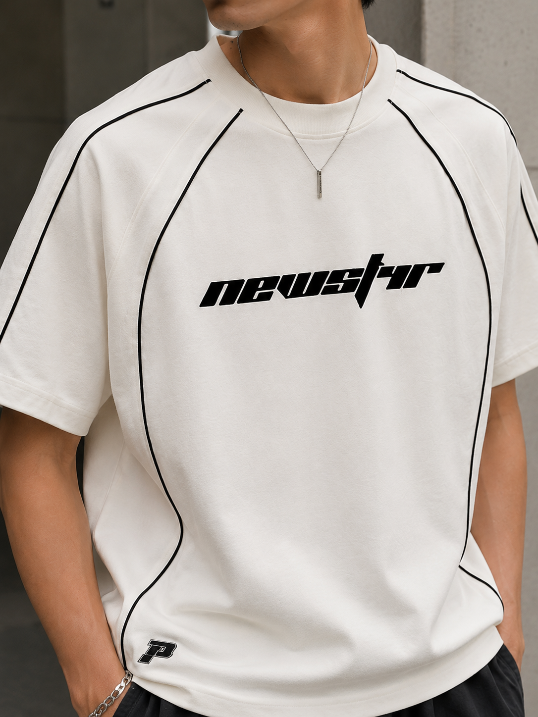 Parallel Newstar Contrast Athletic Tee – Off White
