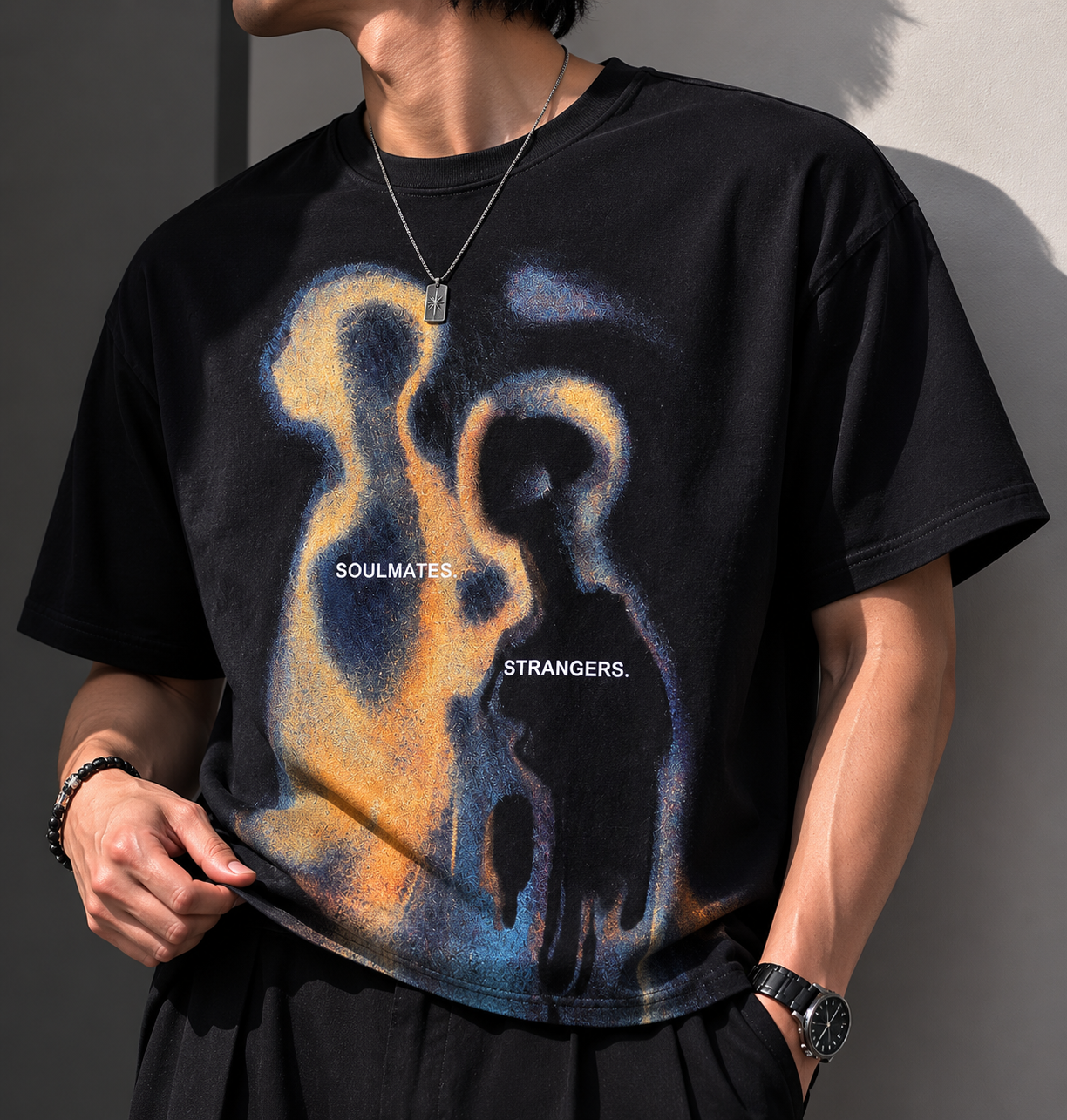 Parallel Soulmates and Strangers Black Cropped T-shirt