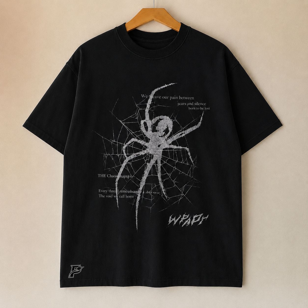 Parallel Chaos Web Black Cropped Oversized  Tee