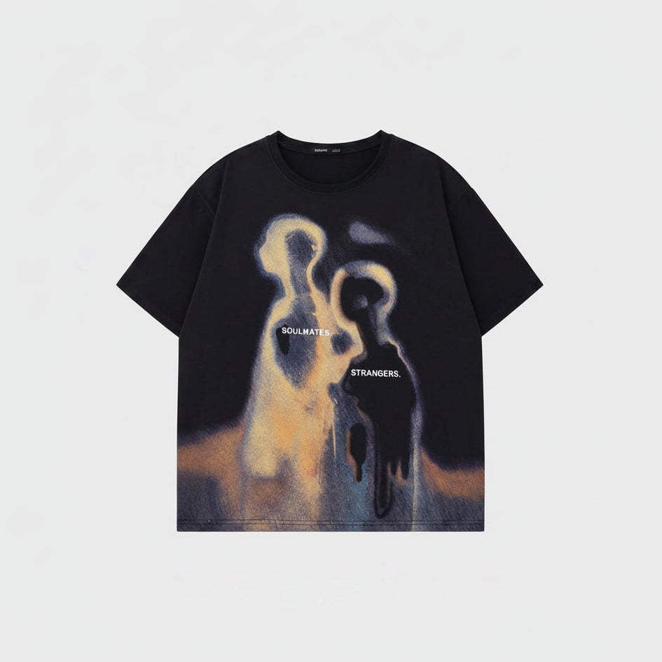 Parallel Soulmates and Strangers Black Cropped T-shirt